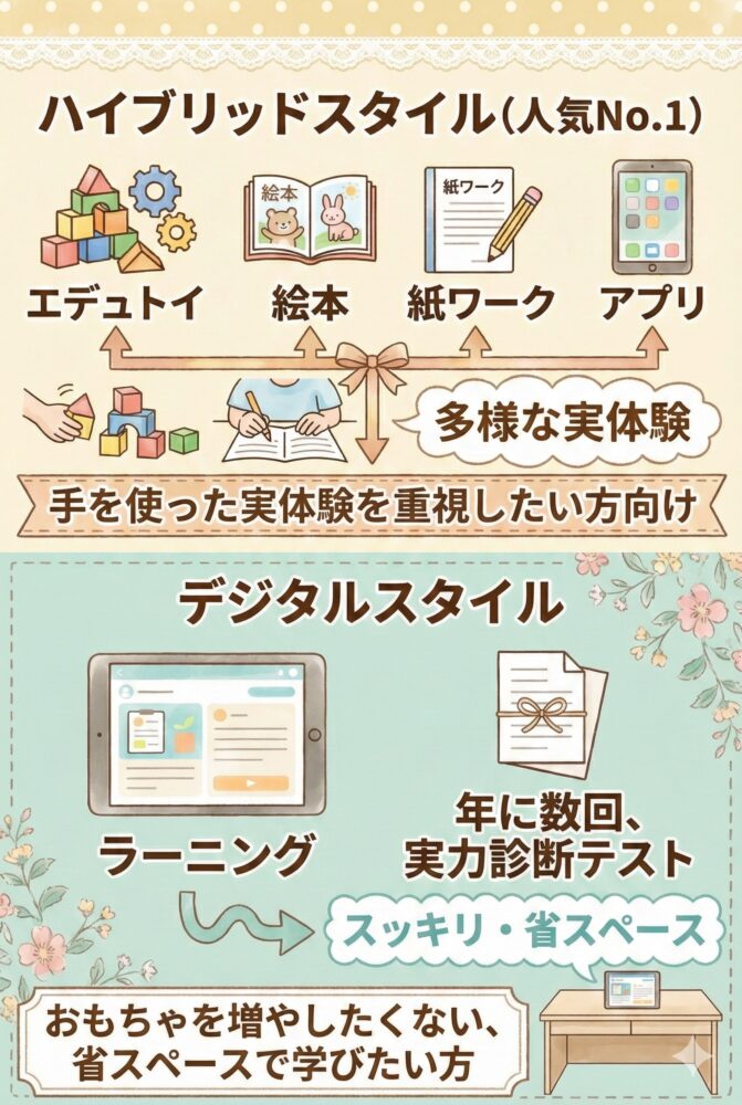 ハイブリッドとデジタルスタイルの図解