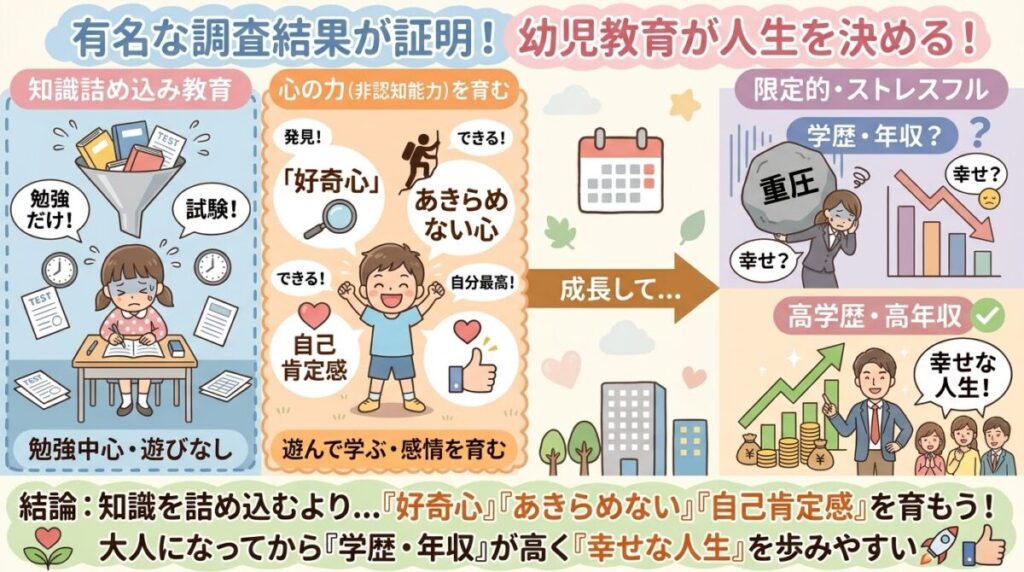 ヘックマン教授の研究結果を参考にした図解イラスト